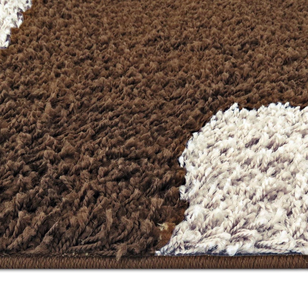 IDETEX - Alfombra Shaggy Cuadros 150x200 cm Polipropileno Café