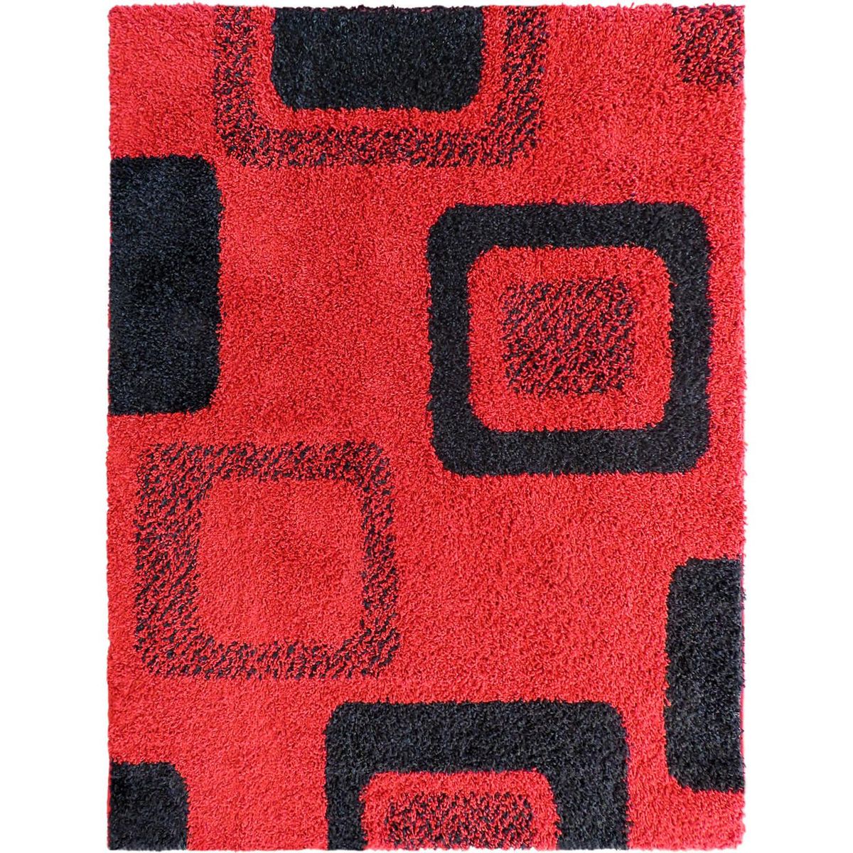 IDETEX - Alfombra Shaggy Cuadros 150x200 cm Polipropileno Rojo
