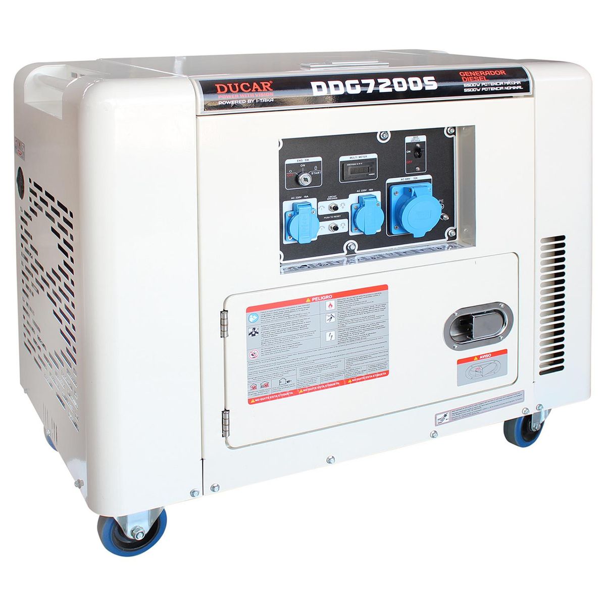 DUCAR - Generador Eléctrico a Diésel Partida Eléctrica 6500 W 13 l