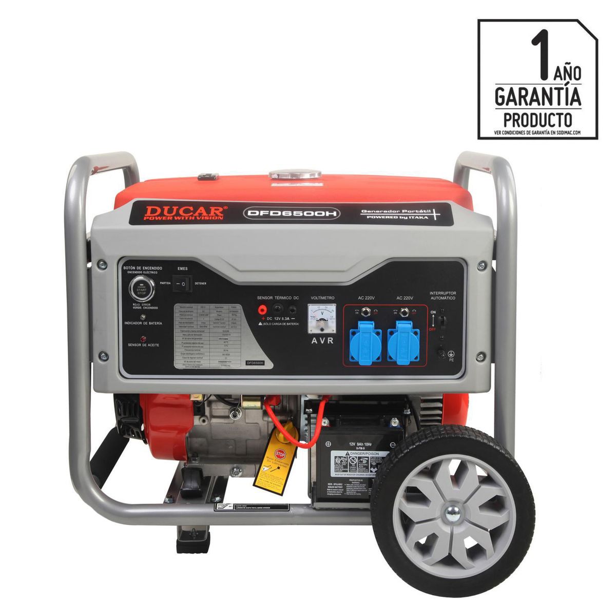 DUCAR - Generador Eléctrico a Gasolina Partida Eléctrica 5500 W 25 l