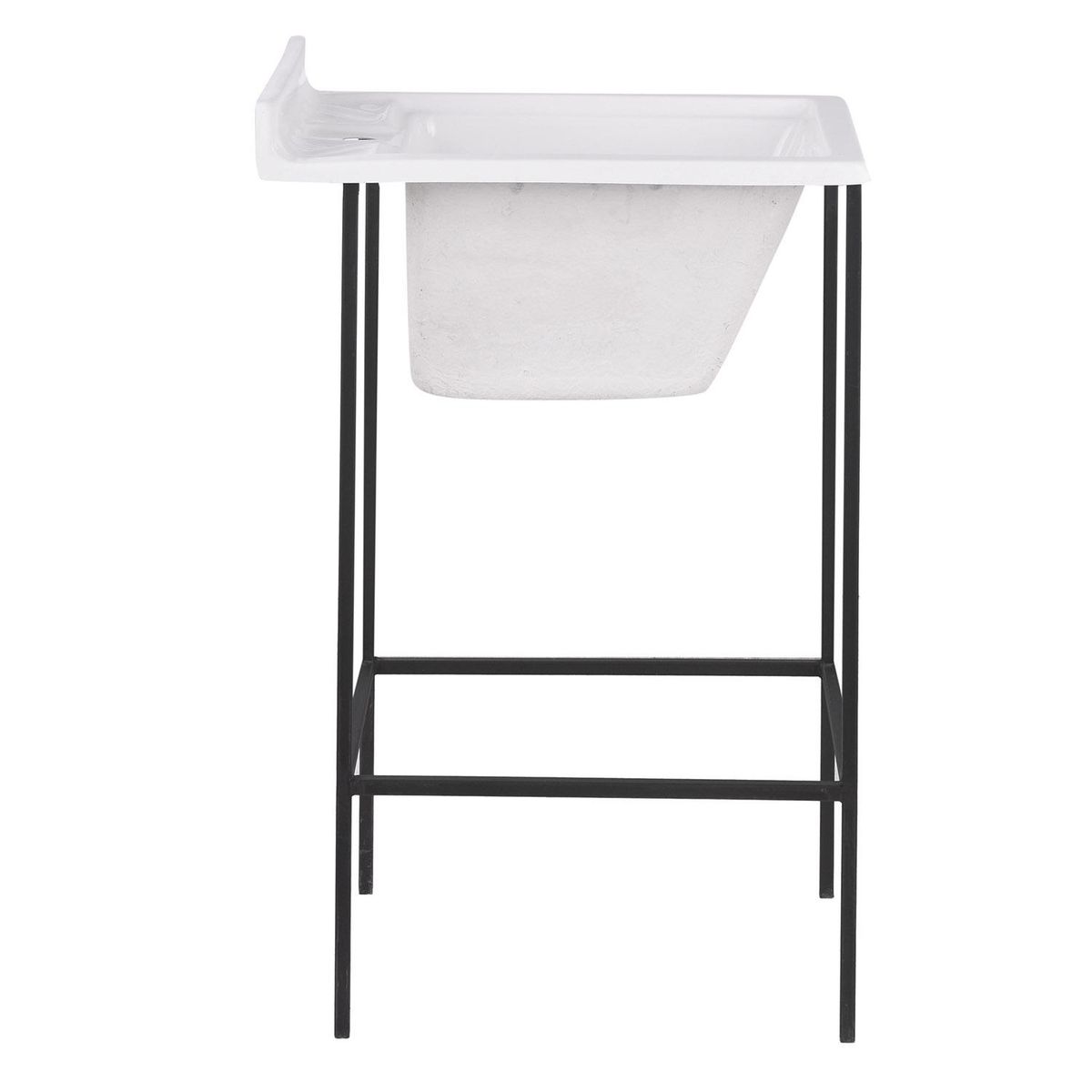 Lavadero con Atril Forma Rectangular Vidrio 40x87x60 cm Blanco/Negro, marca FUSIPLAST - Foto Principal