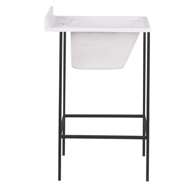 FUSIPLAST - Lavadero con Atril con Forma Rectangular Vidrio 40x87x60 cm Blanco/Negro