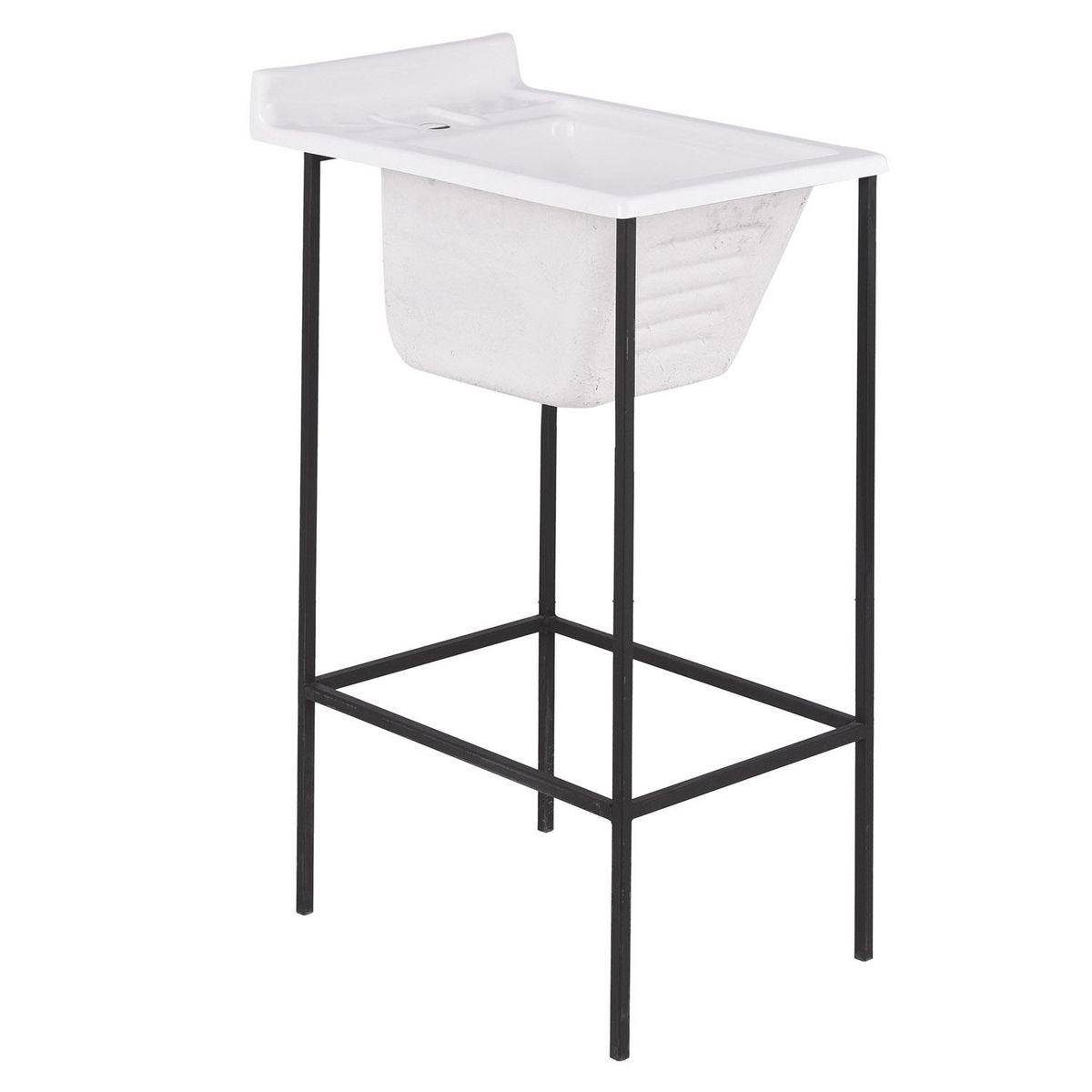 Lavadero con Atril Forma Rectangular Vidrio 40x87x60 cm Blanco/Negro, marca FUSIPLAST - Foto 2