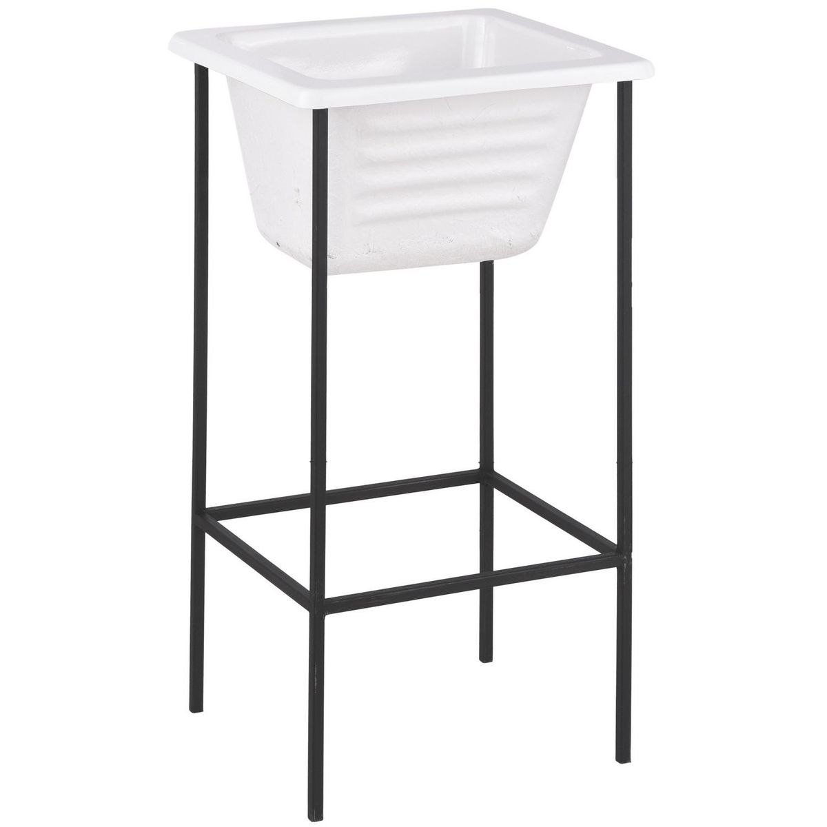 FUSIPLAST - Lavadero con Atril Forma Cuadrada Melamina 43x87x50 cm Blanco/Negro