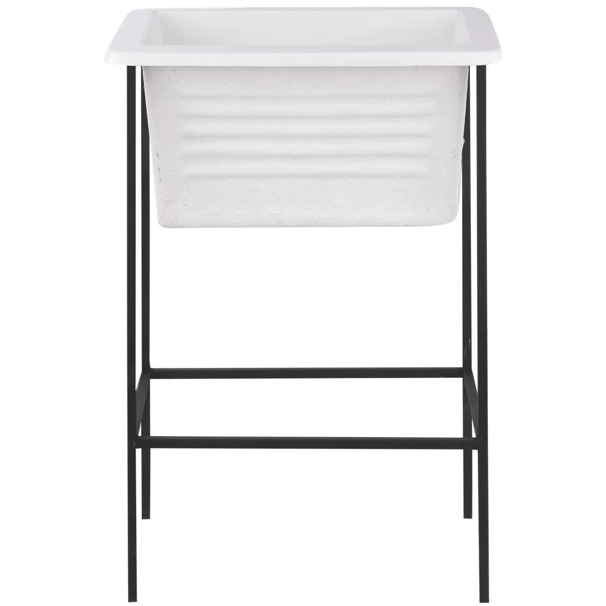 FUSIPLAST - Lavadero con Atril Forma Rectangular Metal 42x87x62 cm Blanco/Negro