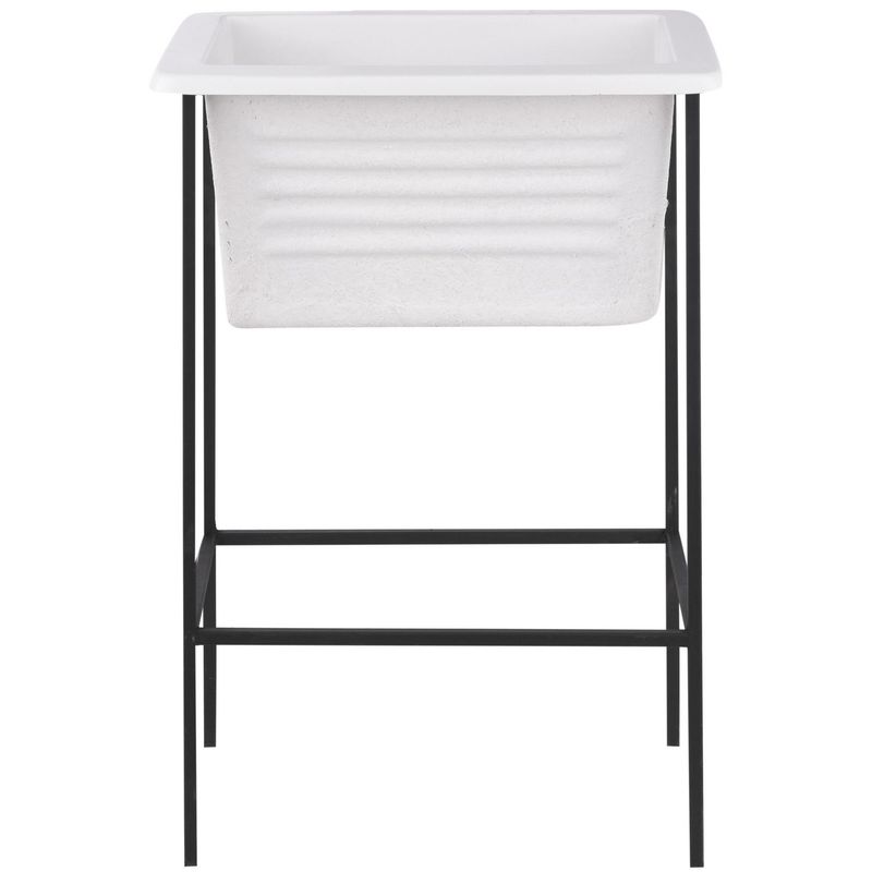 FUSIPLAST - Lavadero con Atril con Forma Rectangular Metal 42x87x62 cm Blanco/Negro