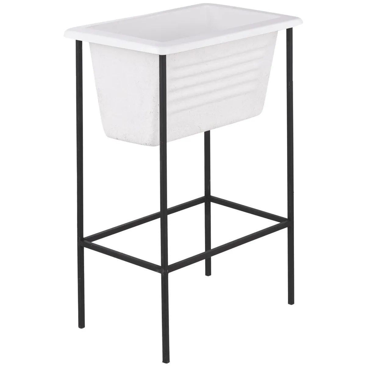 FUSIPLAST - Lavadero con Atril Forma Rectangular Metal 42x87x62 cm Blanco/Negro