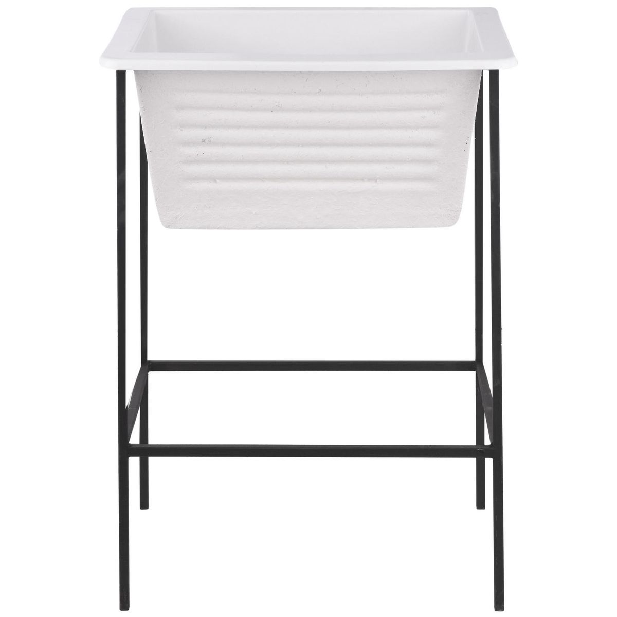 FUSIPLAST - Lavadero con Atril Forma Rectangular Vidrio 50x87x66 cm Blanco/Negro