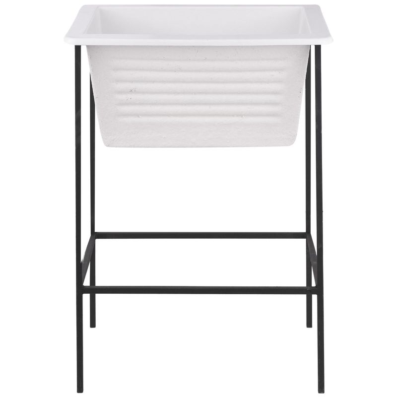 FUSIPLAST - Lavadero con Atril con Forma Rectangular Vidrio 50x87x66 cm Blanco/Negro