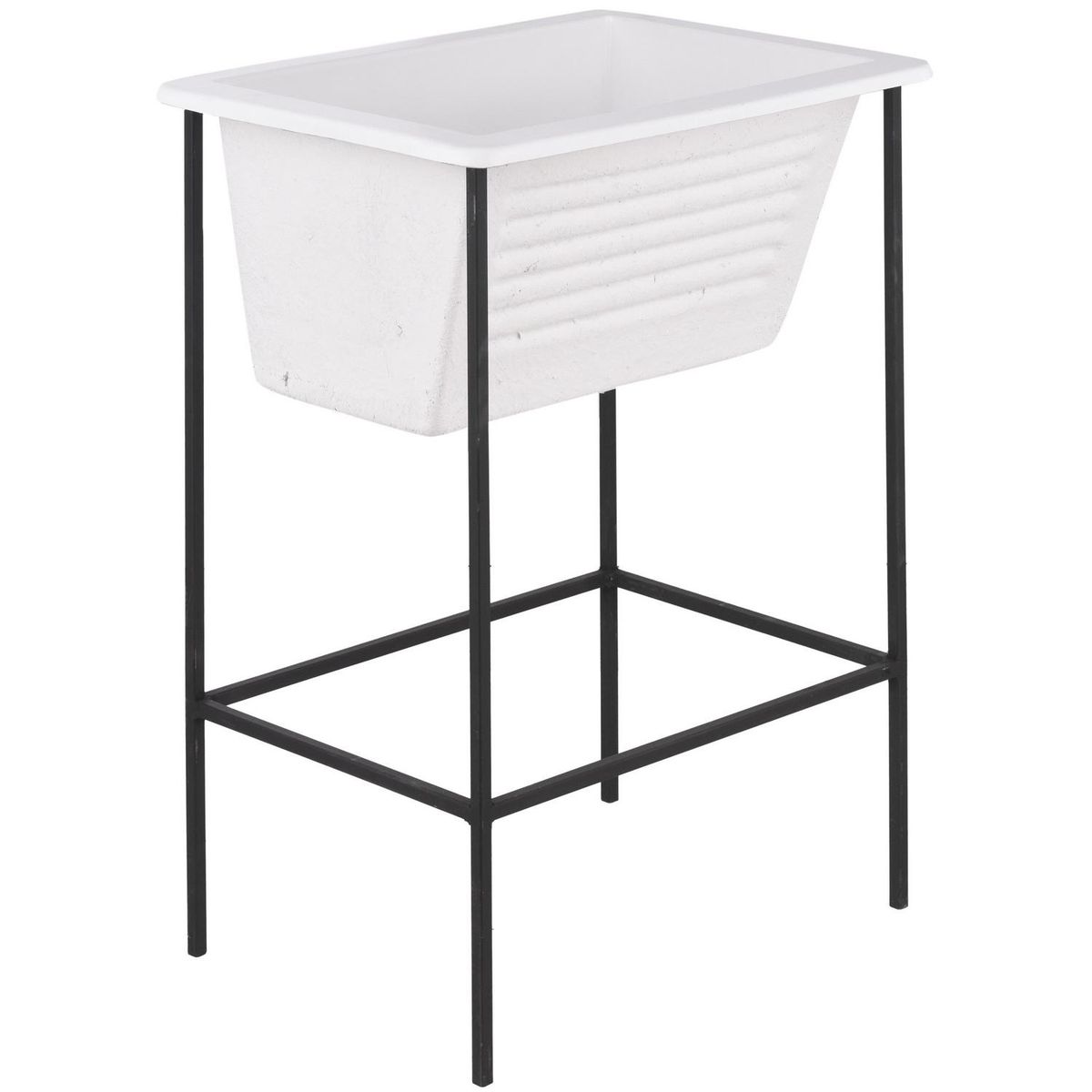 FUSIPLAST - Lavadero con Atril Forma Rectangular Vidrio 50x87x66 cm Blanco/Negro