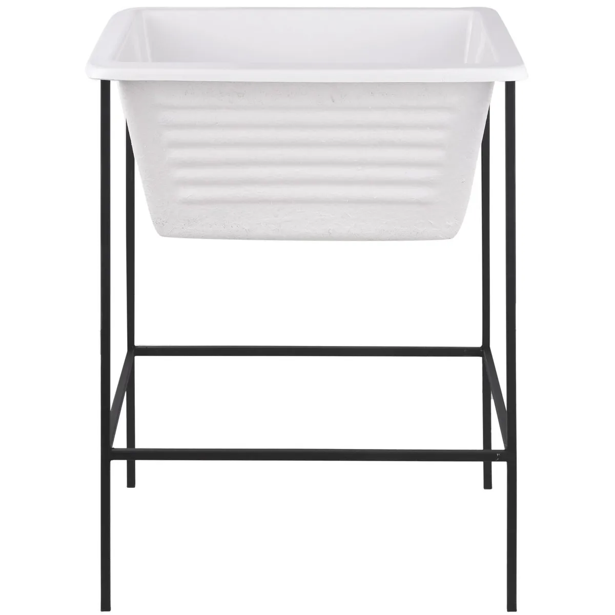 FUSIPLAST - Lavadero con Atril Forma Cuadrada Vidrio 62x87x64 cm Blanco/Negro