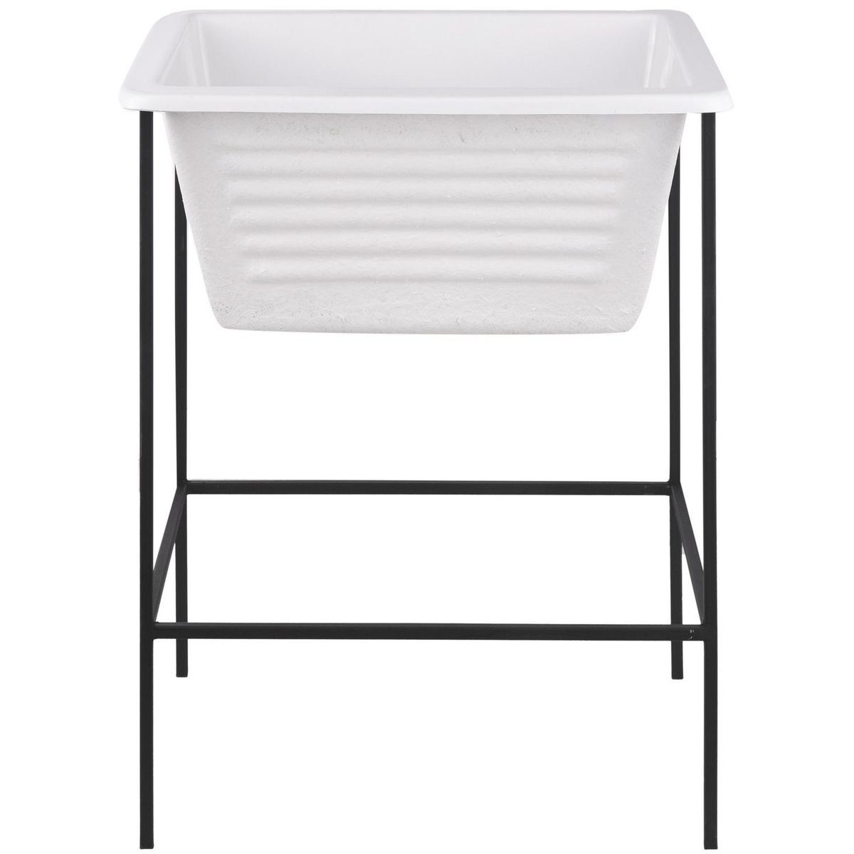 FUSIPLAST - Lavadero con Atril Forma Cuadrada Vidrio 62x87x64 cm Blanco/Negro