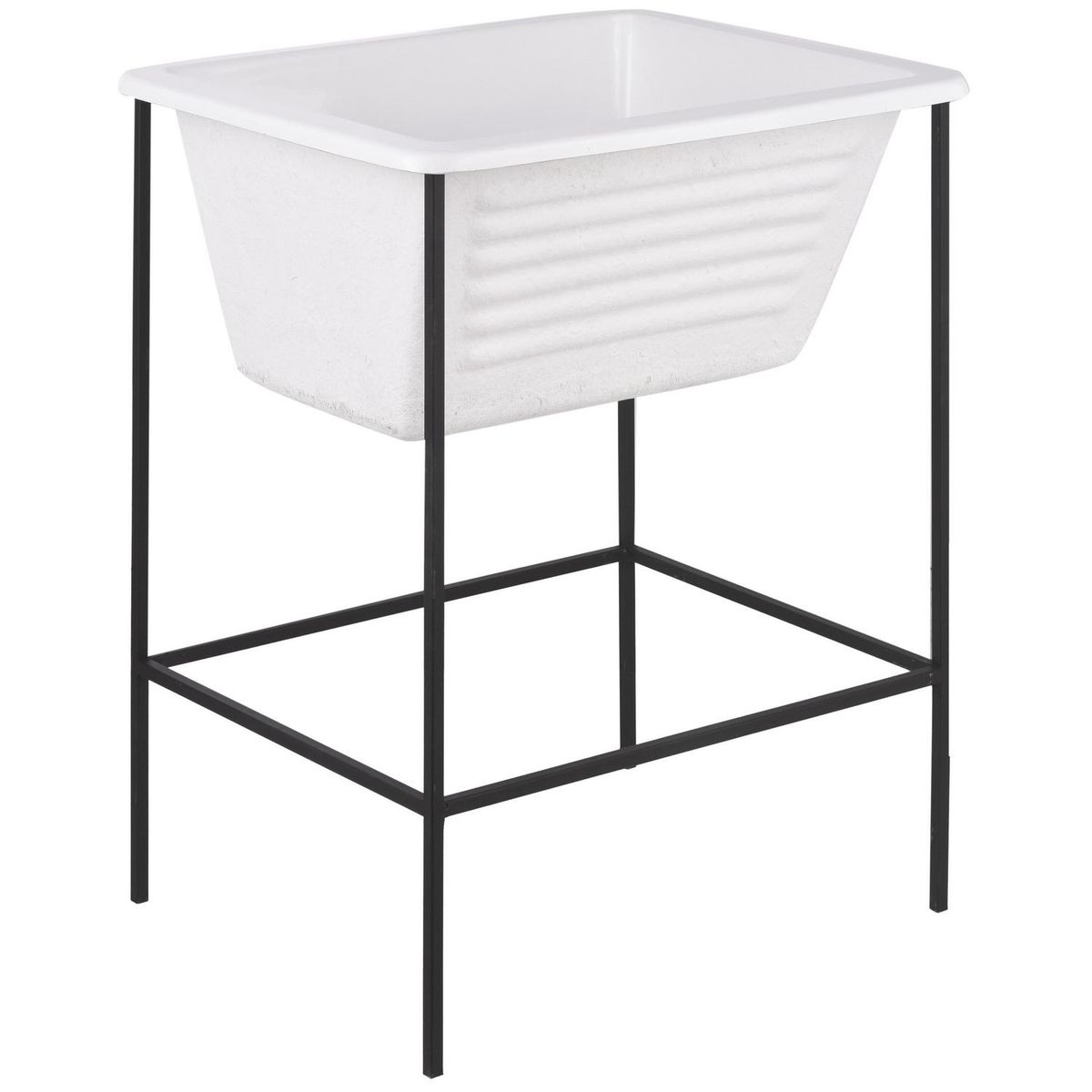 FUSIPLAST - Lavadero con Atril Forma Cuadrada Vidrio 62x87x64 cm Blanco/Negro