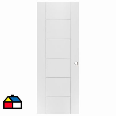 Puerta Amparo HDF 90x200 C/ Perforacin Blanco Lisa Prepint.