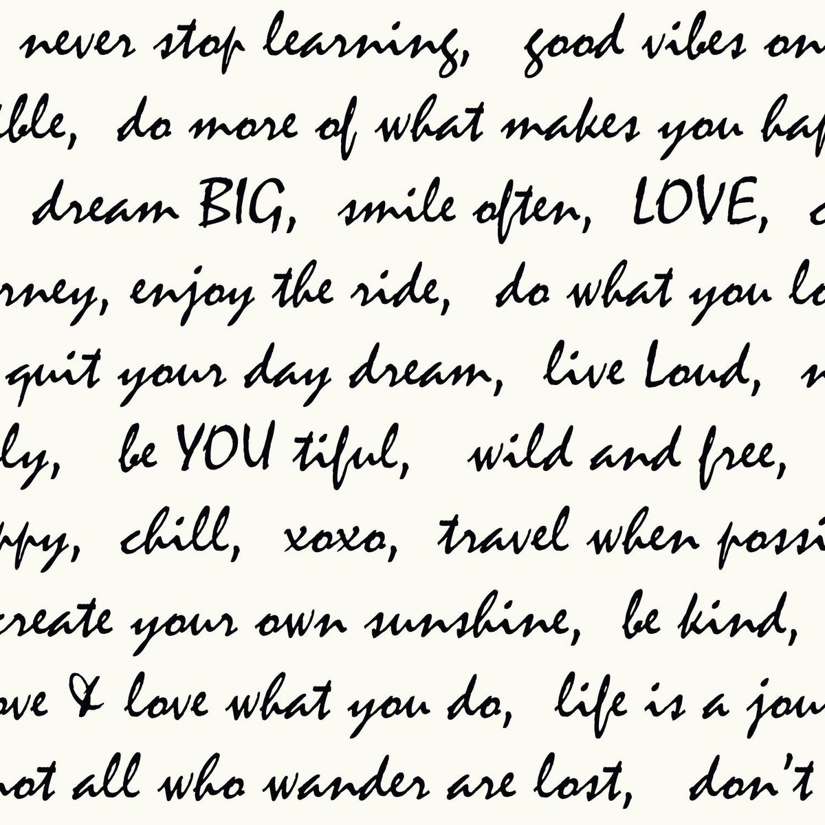 ROOMMATES - Rollos Adhesivo Reutilizables frases negras 52x503 cm