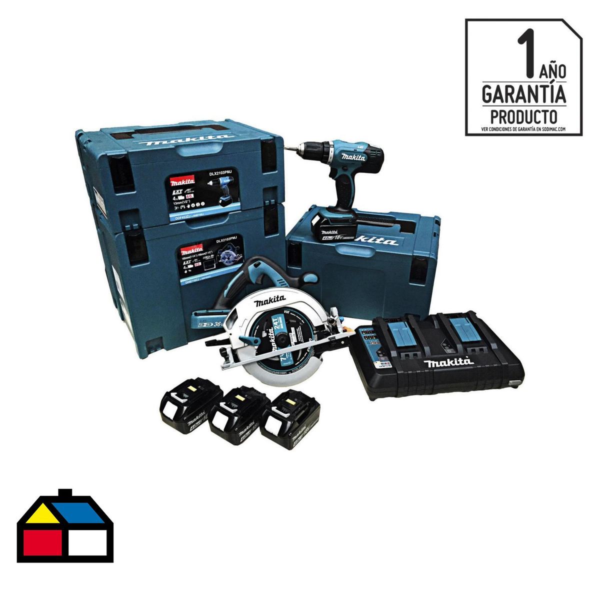 MAKITA - Kit inalámbrico 18V sierra circular + taladro atornillador + 4 baterías