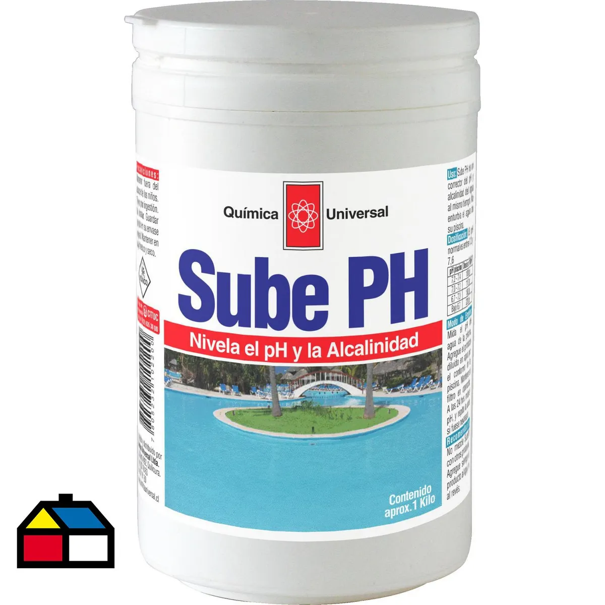 QUIMICA UNIVERSAL - Regulador de PH Sube Polvo 1 kg Frasco (plástico/vidrio)