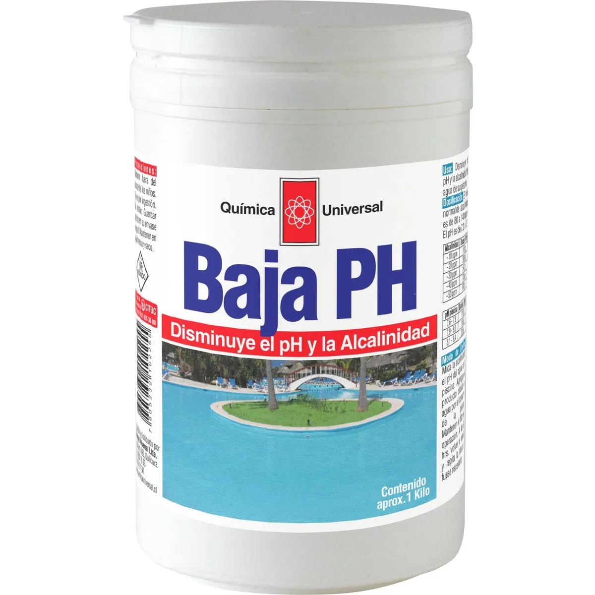 QUIMICA UNIVERSAL - Regulador de PH baja Polvo 1 kg Frasco (plástico/vidrio)