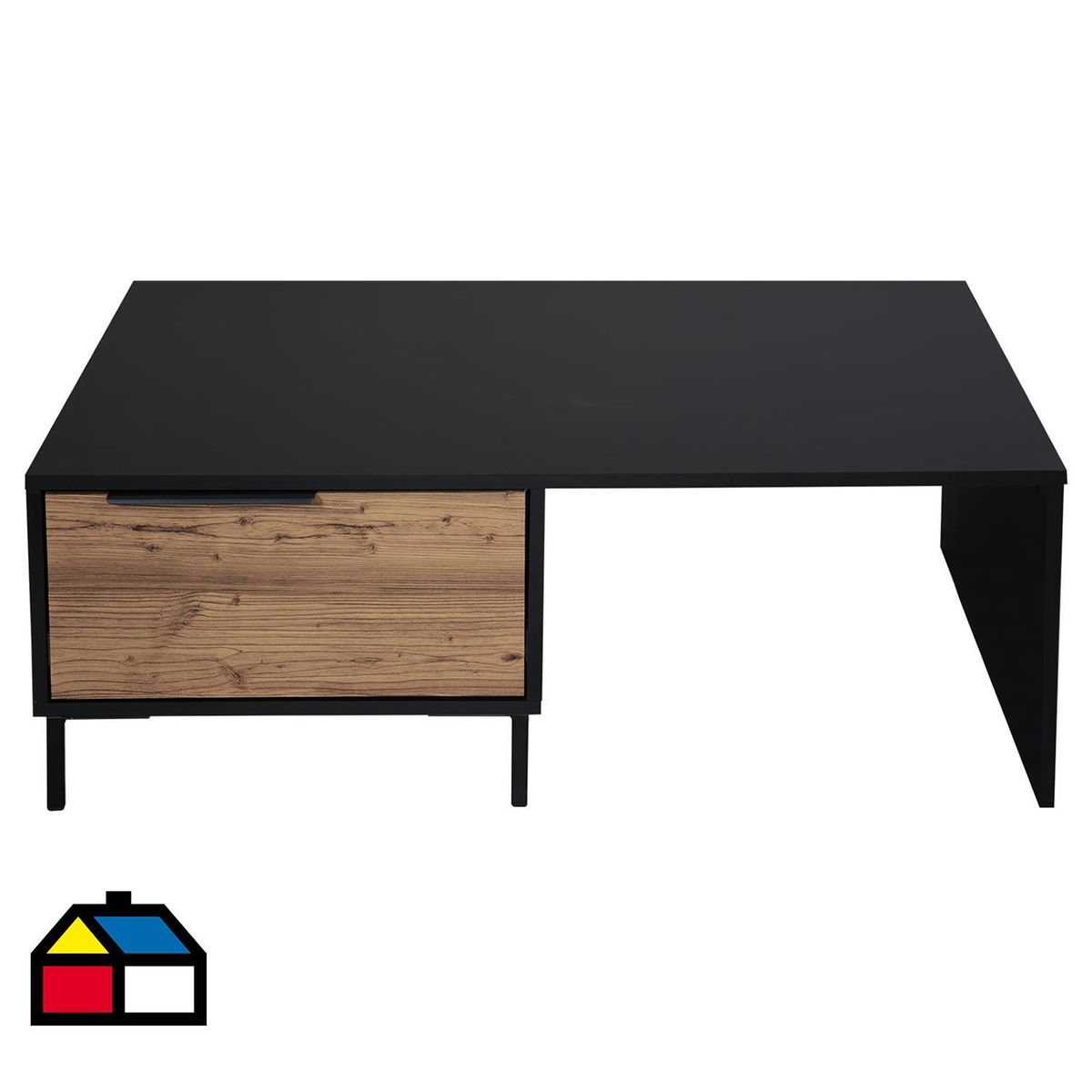 VEKKAHOME - Mesa de centro 100x80x35 cm Pino/Negro