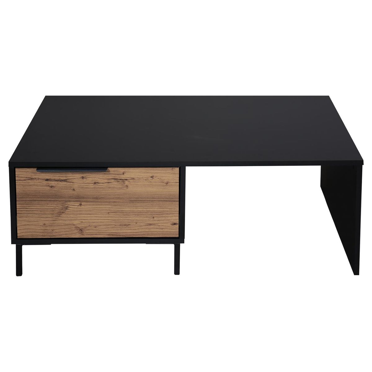 VEKKAHOME - Mesa de centro 100x80x35 cm Pino/Negro