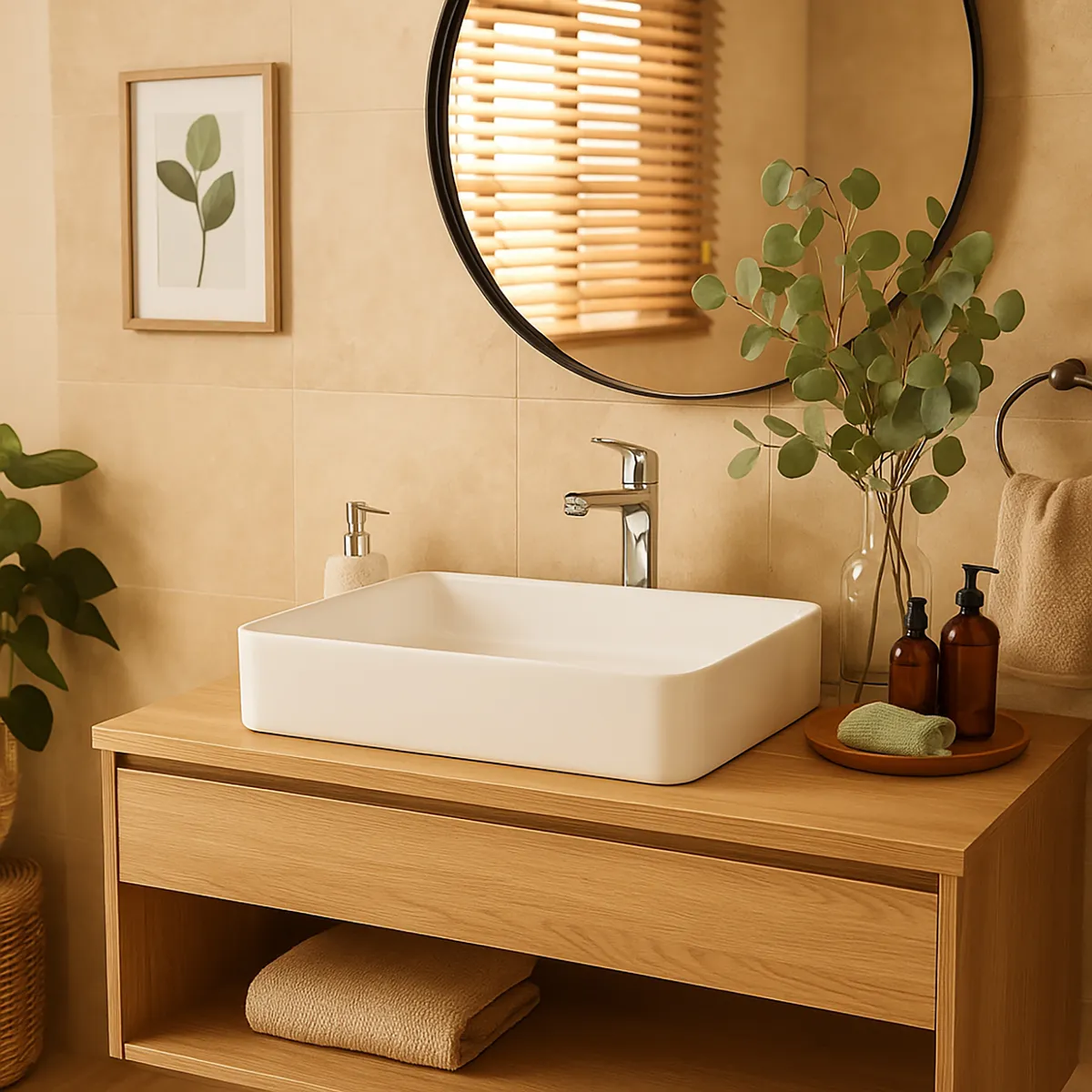 KLIPEN - Lavamanos Forma Rectangular Cerámica 61x11x40.5 cm Blanco