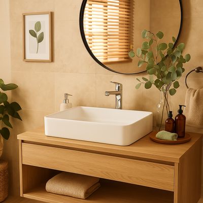 Imagen 2 del producto Lavamanos Forma Rectangular Cerámica 61x11x40.5 cm Blanco