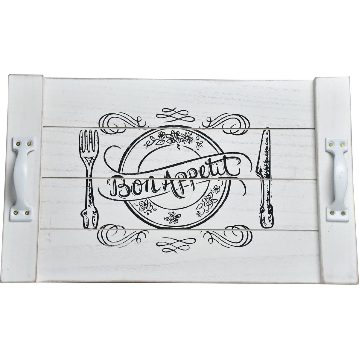 VGO - Bandeja Bon Appetit 40x25 cm madera blanco