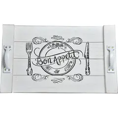 VGO - Bandeja Bon Appetit 40x25 cm madera blanco