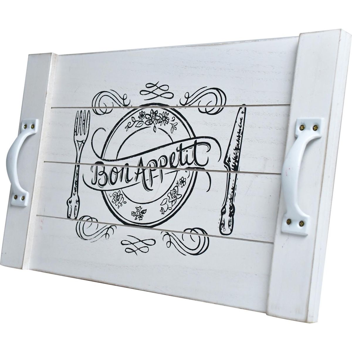 VGO - Bandeja Bon Appetit 40x25 cm madera blanco