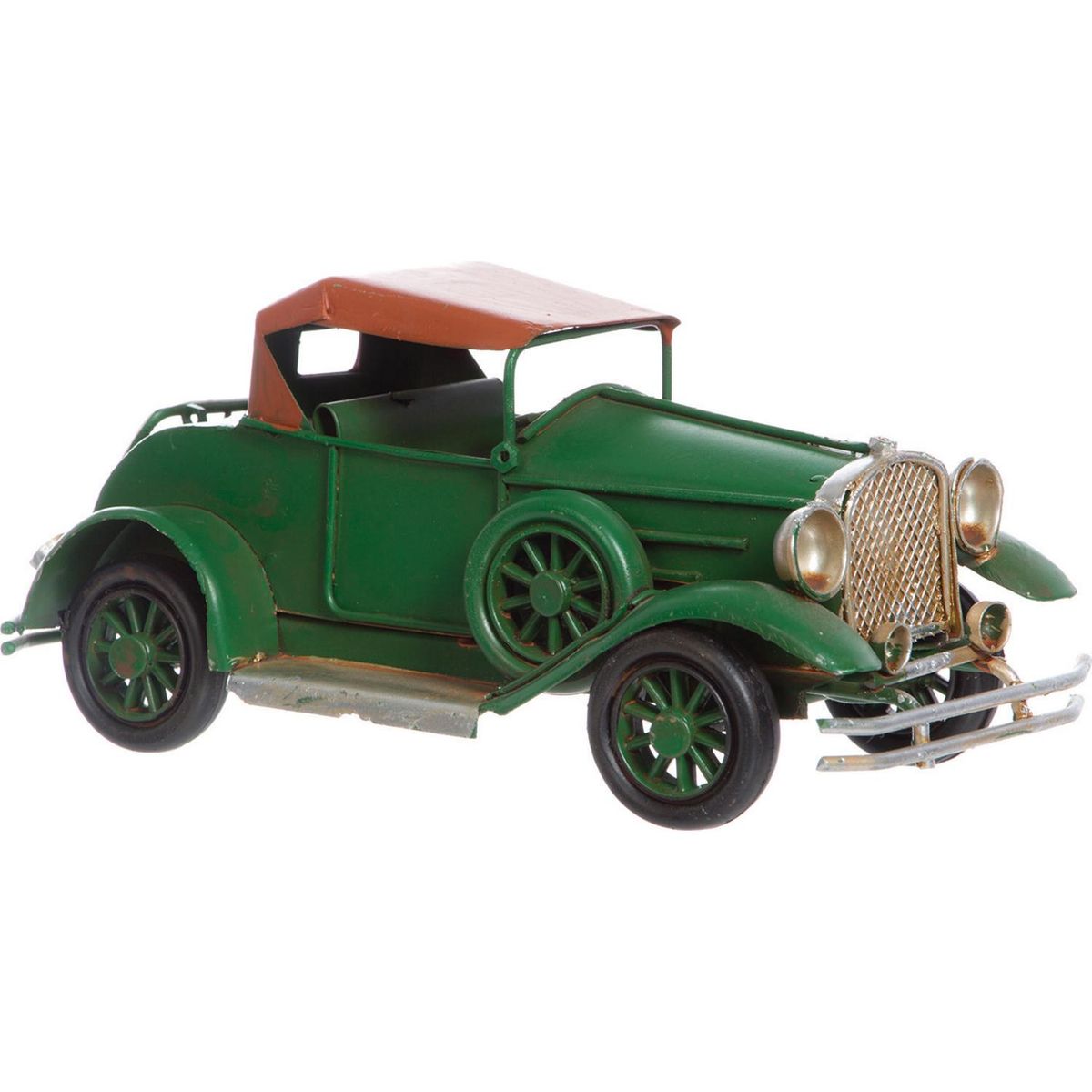 VGO - Auto antiguo decorativo 7x17x7 cm metal verde