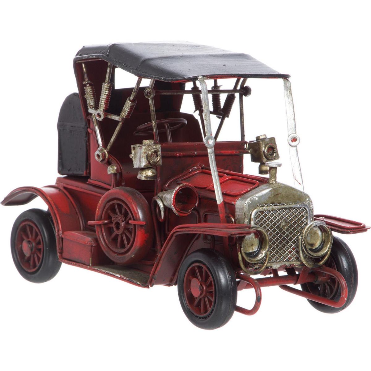 VGO - Auto antiguo decorativo 7x16,5x9 cm madera rojo