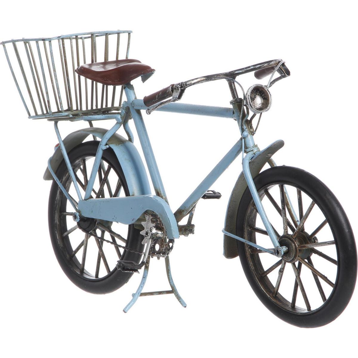 VGO - Bicicleta decorativa 14x9x26 cm metal celeste