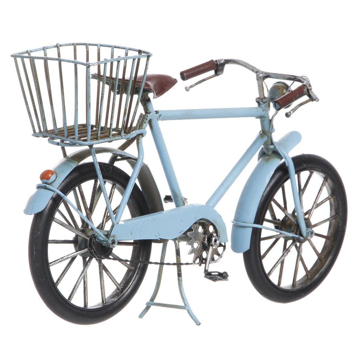 VGO - Bicicleta decorativa 14x9x26 cm metal celeste