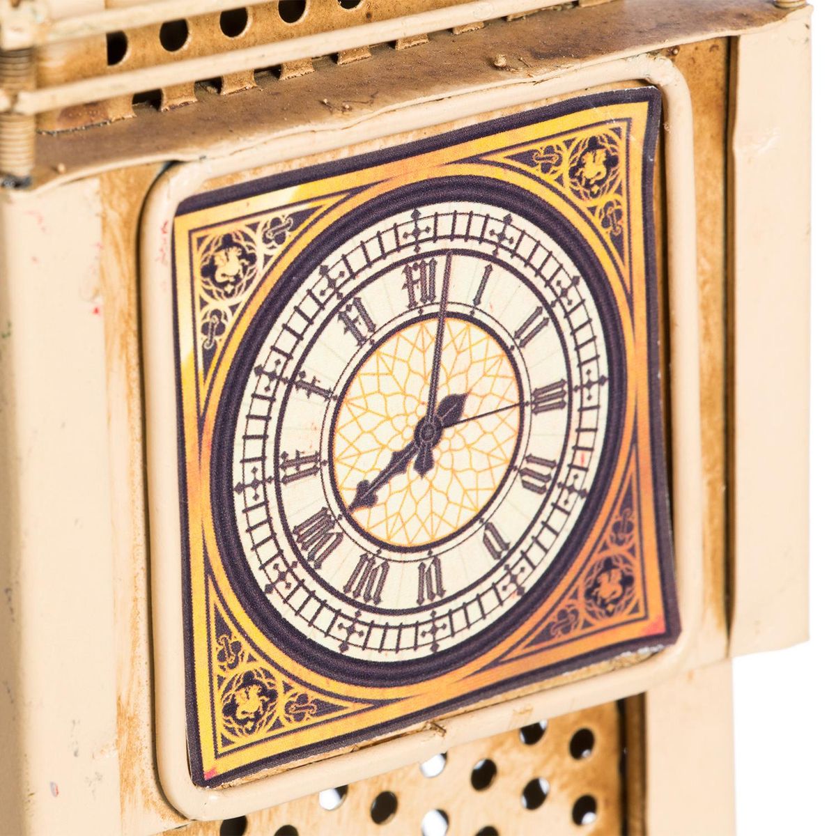 VGO - Big Ben con luz 9,5x32,5x9,5 cm metal beige