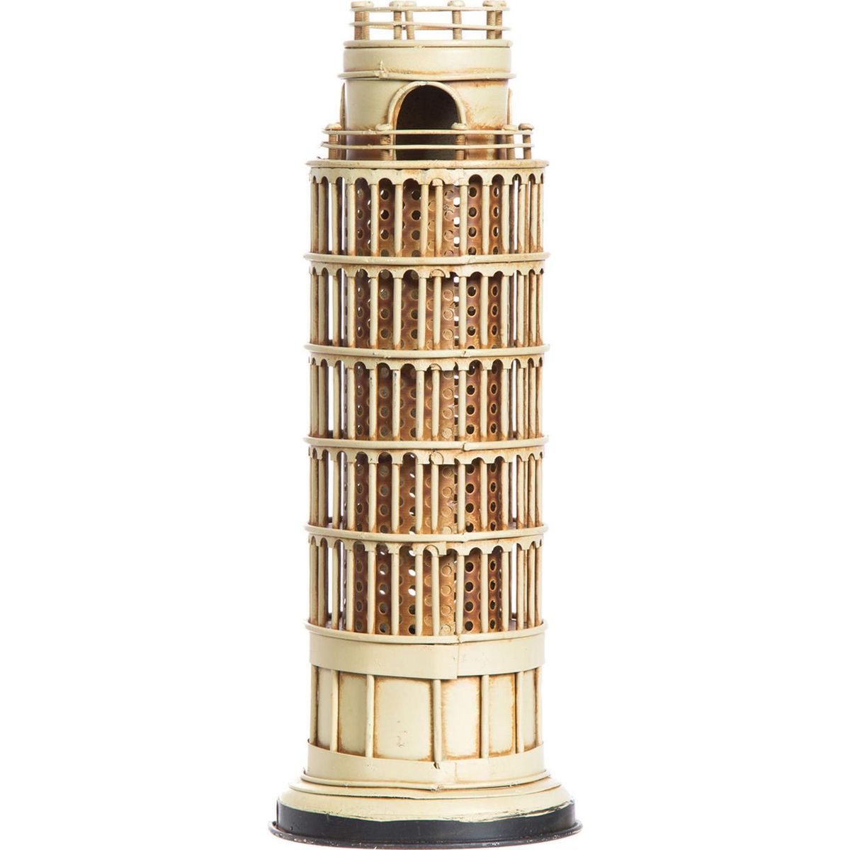 VGO - Torre Pisa con luz 10x25,5x10 cm metal beige