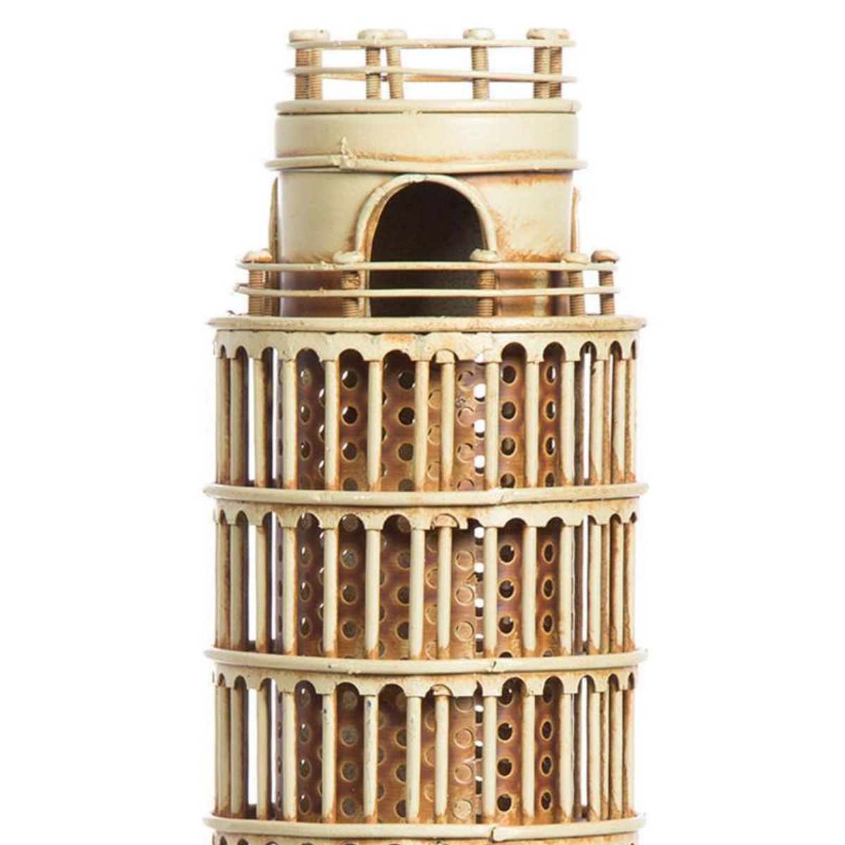 VGO - Torre Pisa con luz 10x25,5x10 cm metal beige