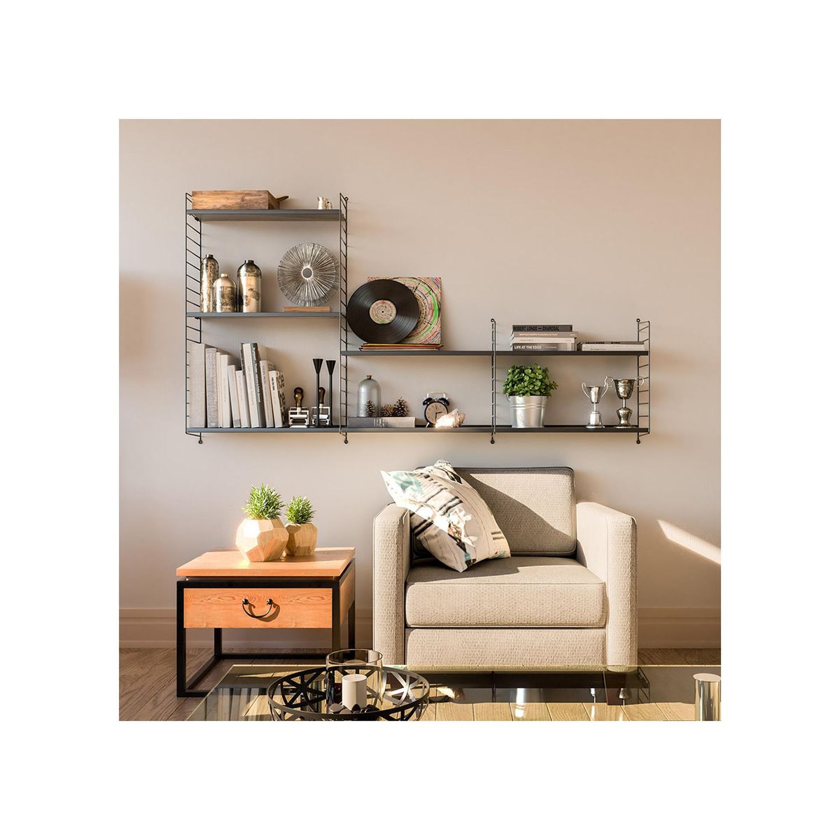 DUCASSE - Soporte repisa 50x20 cm negro