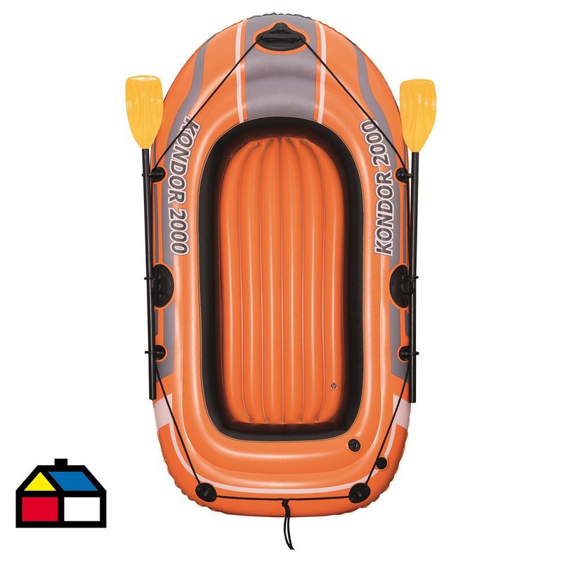 BESTWAY - Set Bote Inflable con Remos e Inflador 1 Persona(s) 188x93 cm Naranjo