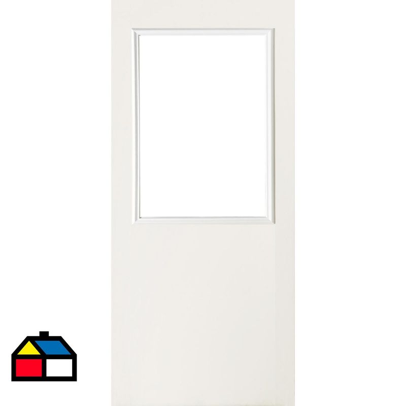 HOLZTEK - Puerta Exterior Acero 80x210 cm Medio Cuerpo Blanco