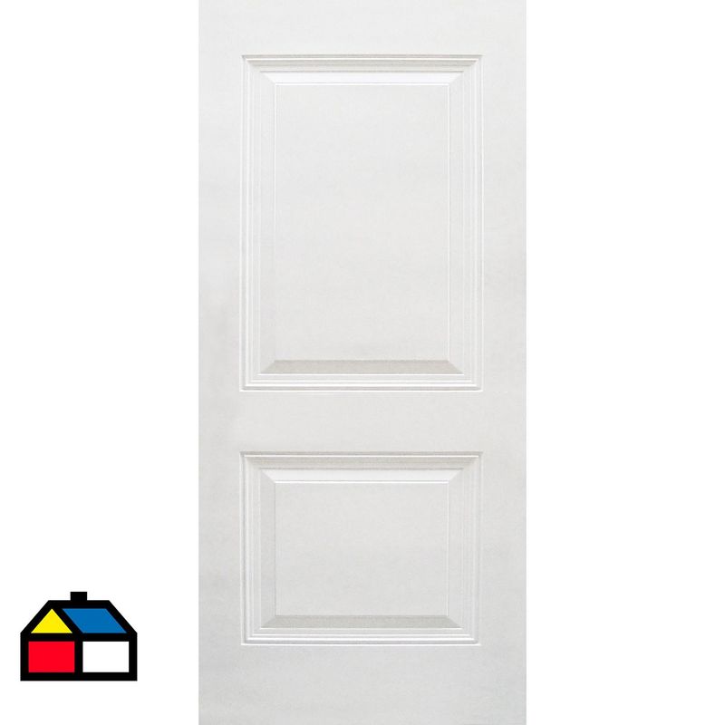 HOLZTEK - Puerta Exterior Fibra de vidrio 90x200 cm 2 paneles cuadrados Blanco