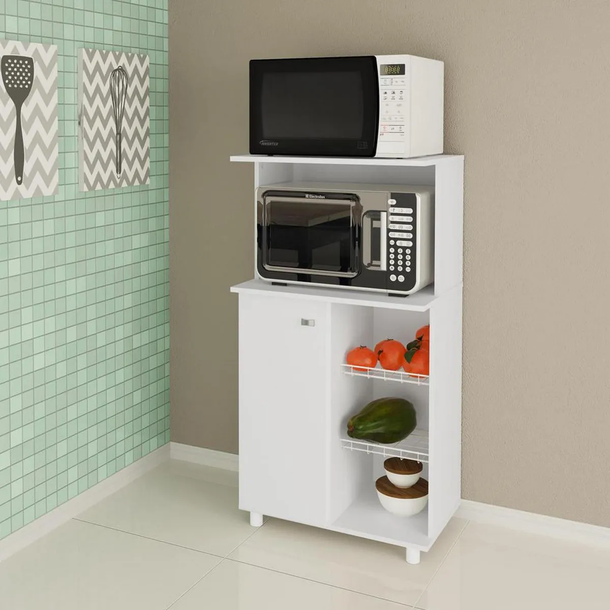 TECNOMOBILI - Mueble para microondas 61x41x116 cm Blanco espesor 15mm