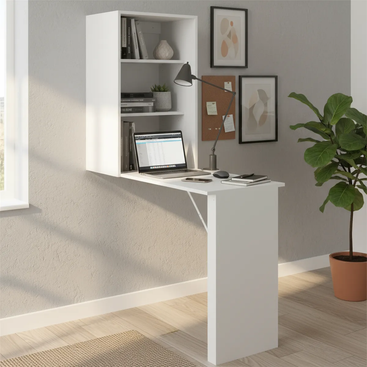 TECNOMOBILI - Escritorio pared 48x108x158 cm Blanco