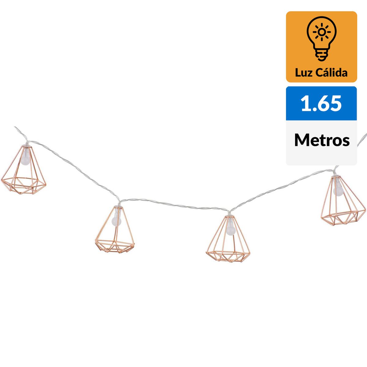 LEDZONE - Guirnalda batería decorativa cobre 10 luces