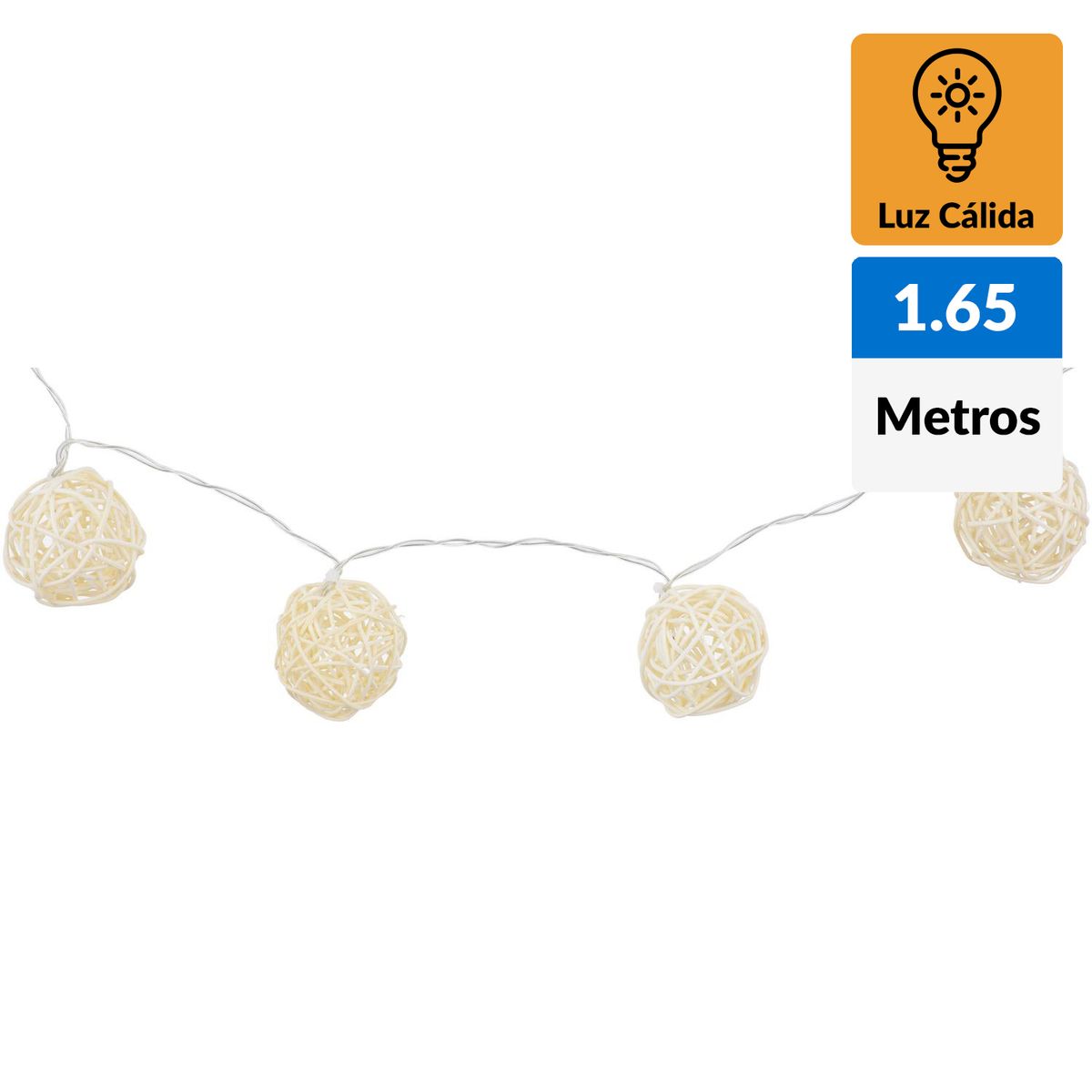 LEDZONE - Guirnalda bateria decorativa ovillo blanco 10 luces