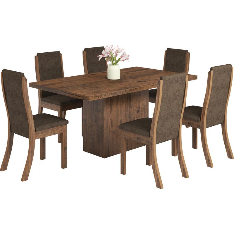 EXIT - Juego de Comedor Alicante 6 Sillas Mesa Rectangular 80x79x160  cm Madera