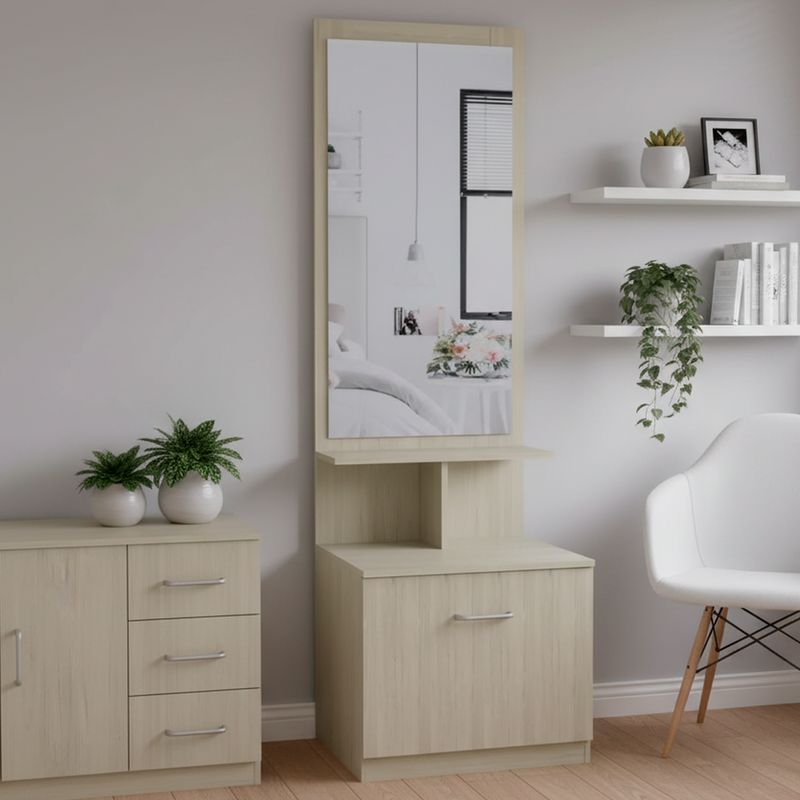 TUHOME - Velador 1 Cajón 54x170,7x47,5 cm Rovere/Blanco