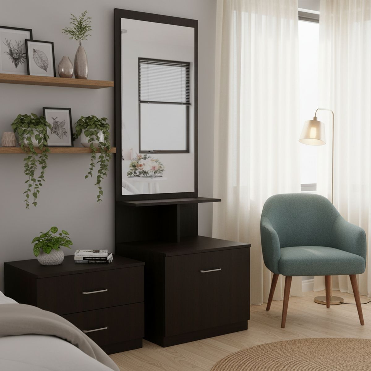 TUHOME - Velador 1 Cajón 54x170,7x47,5 cm Wengue