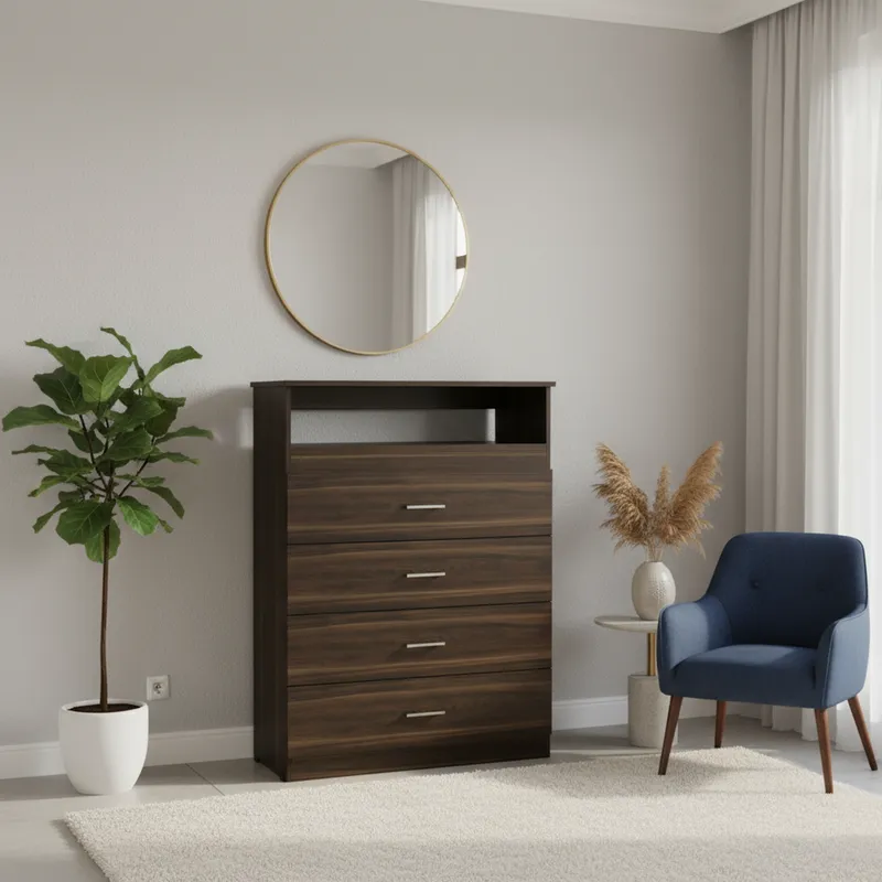 TUHOME - Cómoda 4 Cajón(es) Z-80 80x109.8x37.55 cm Habano