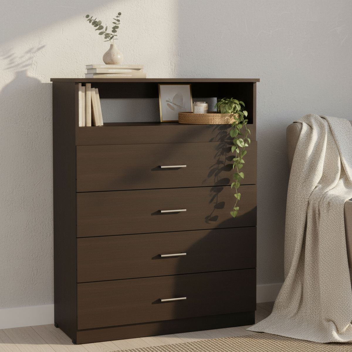 TUHOME - Cómoda 4 Cajón(es) Z-80 80x109.8x37.55 cm Wengue