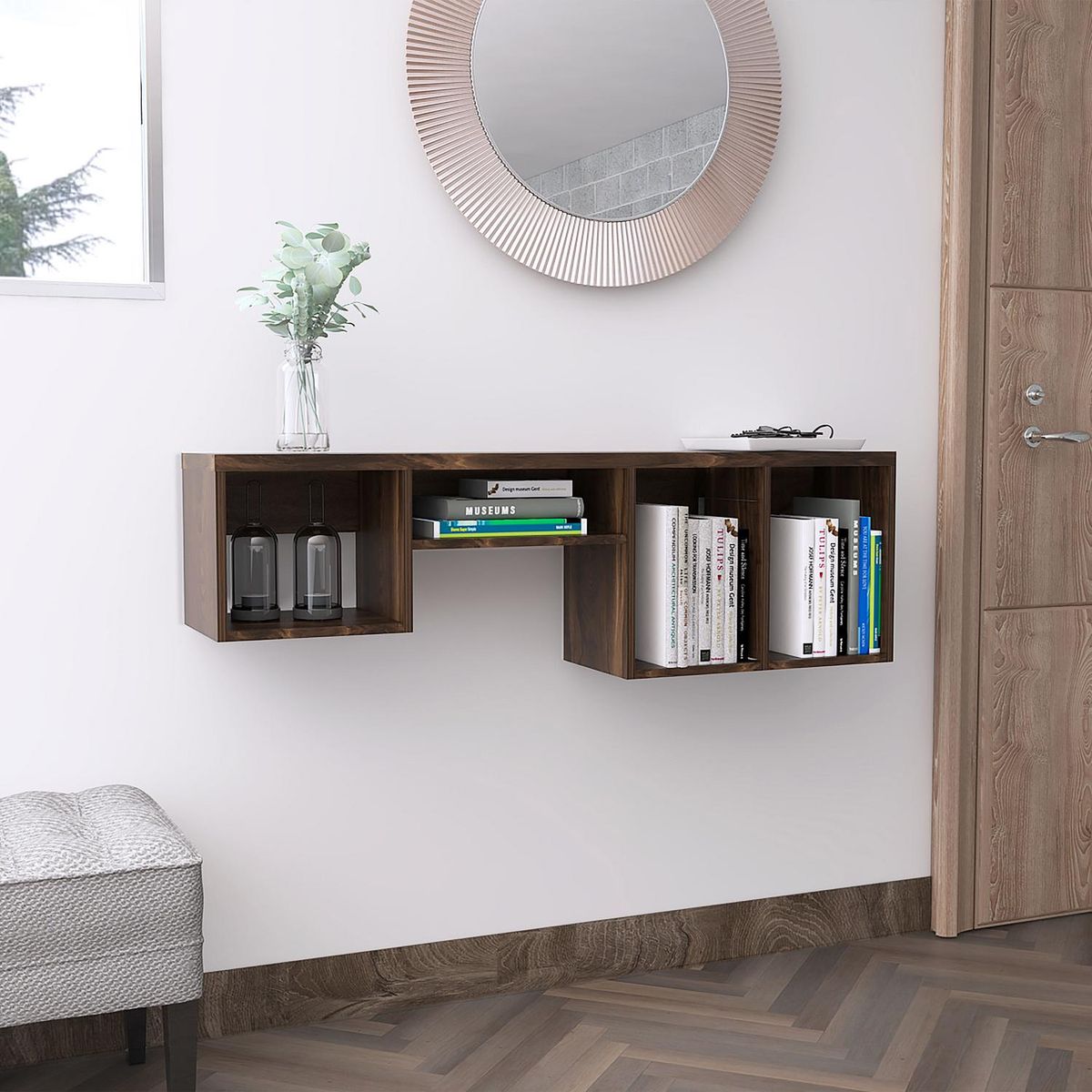 TUHOME - Repisa Wall Melamina 4 Nivel(es) 120.1x37.2x25.2 cm Café